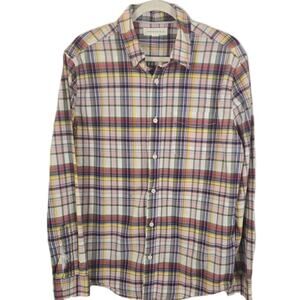 Aeropostale Mens MED Shirt Long Cuff Sleeve Button Down Collar Plaid Pink Blue